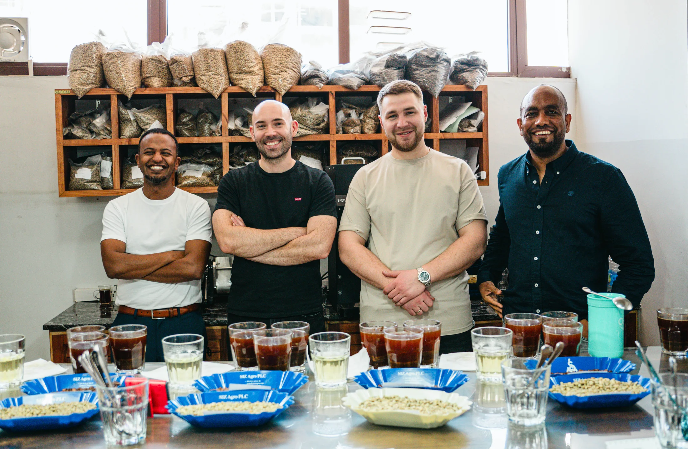 Addis Ababa cupping table. Sourcing session.